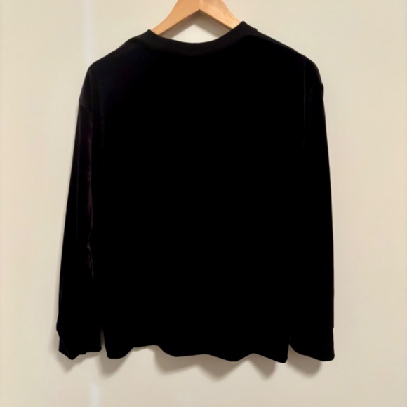 Athleta Retroplush Black Velvet Crewneck Sweatshirt Snap Button Side Slit- SP - Picture 5 of 14